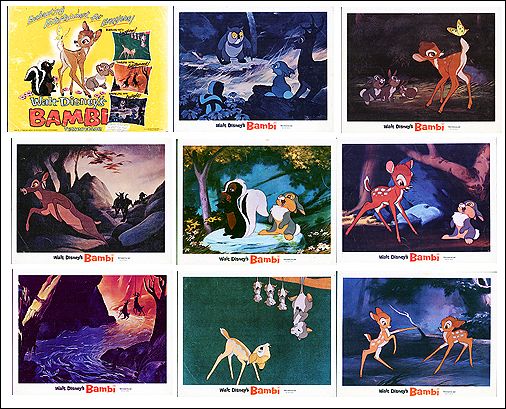 BAMBI Disney 1982 9 card set - Click Image to Close