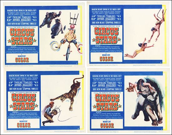 Circus Stars Popov Russian Circus 1960 4 card set - Click Image to Close