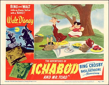 Adventures of Ichabod and Mr. Toad Bing Crosby Basil Rathbone Ichabod at picnic - Click Image to Close