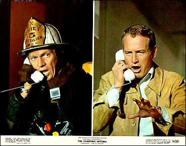 Towering Inferno Steve McQueen Paul Newman 8 card English set - Click Image to Close