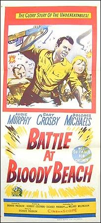 Battle at Bloody Beach Audie Murphey 1961 Australian stone litho - Click Image to Close