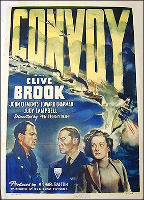 Convoy C RKO Morgan Litho Clive Brook 1940 ORIGINAL LINEN BACKED 1SH - Click Image to Close