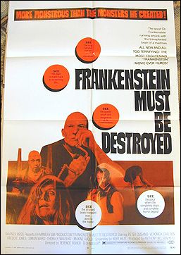 Frankenstein Must be Destroyed 1970 one sheet - Click Image to Close