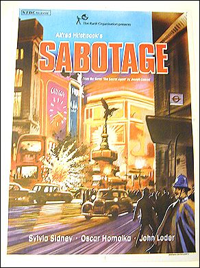 Sabotage Hitchcock All English Indian 60's ORIGINAL LINEN BACKED 1SH - Click Image to Close