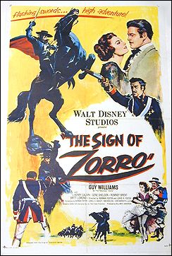 Sign of Zorro Guy Williams 1960 ORIGINAL LINEN BACKED 1SH - Click Image to Close