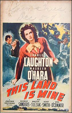 This Land is Mine Charles Laughton Maureen O'hara - Click Image to Close