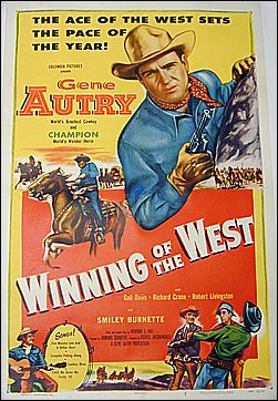 Winning of the West Gene Autry 1953 ORIGINAL LINEN BACKED 1SH - Click Image to Close