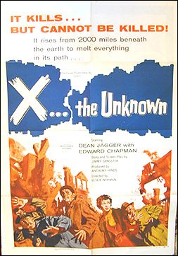 X the Unknown Dean Jagger, Edward Chapman one sheet 1957 - Click Image to Close